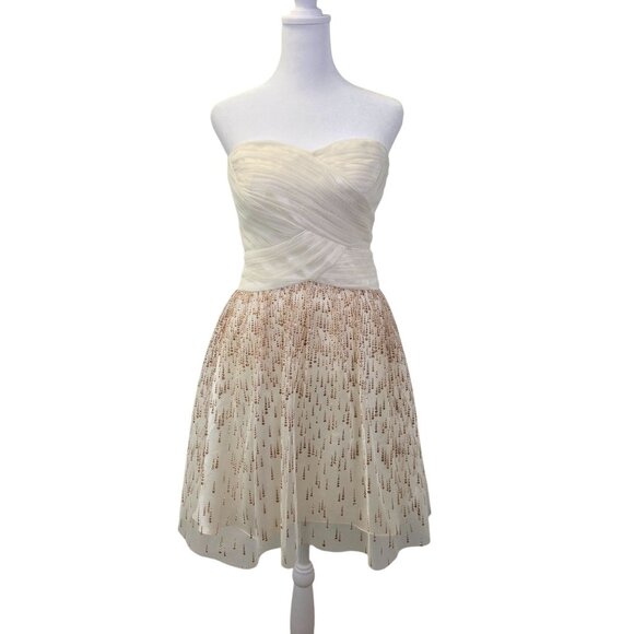 Hailey Adrianna Papell Metallic Circle Print Strapless Fit & Flare Dress Size 2 - Picture 1 of 8